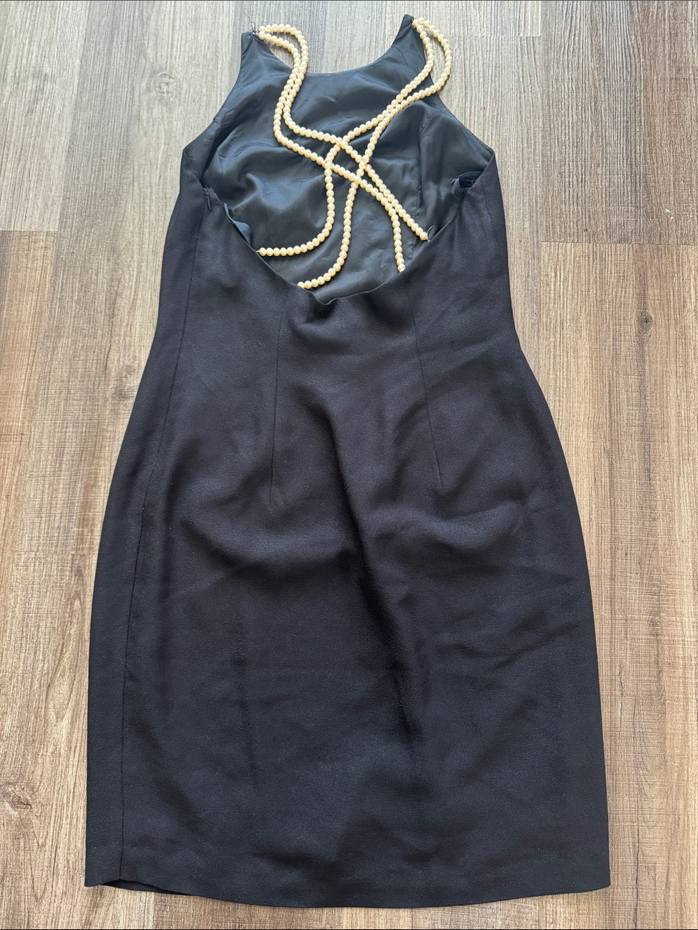 Black Sheath Dress with Pearl Straps